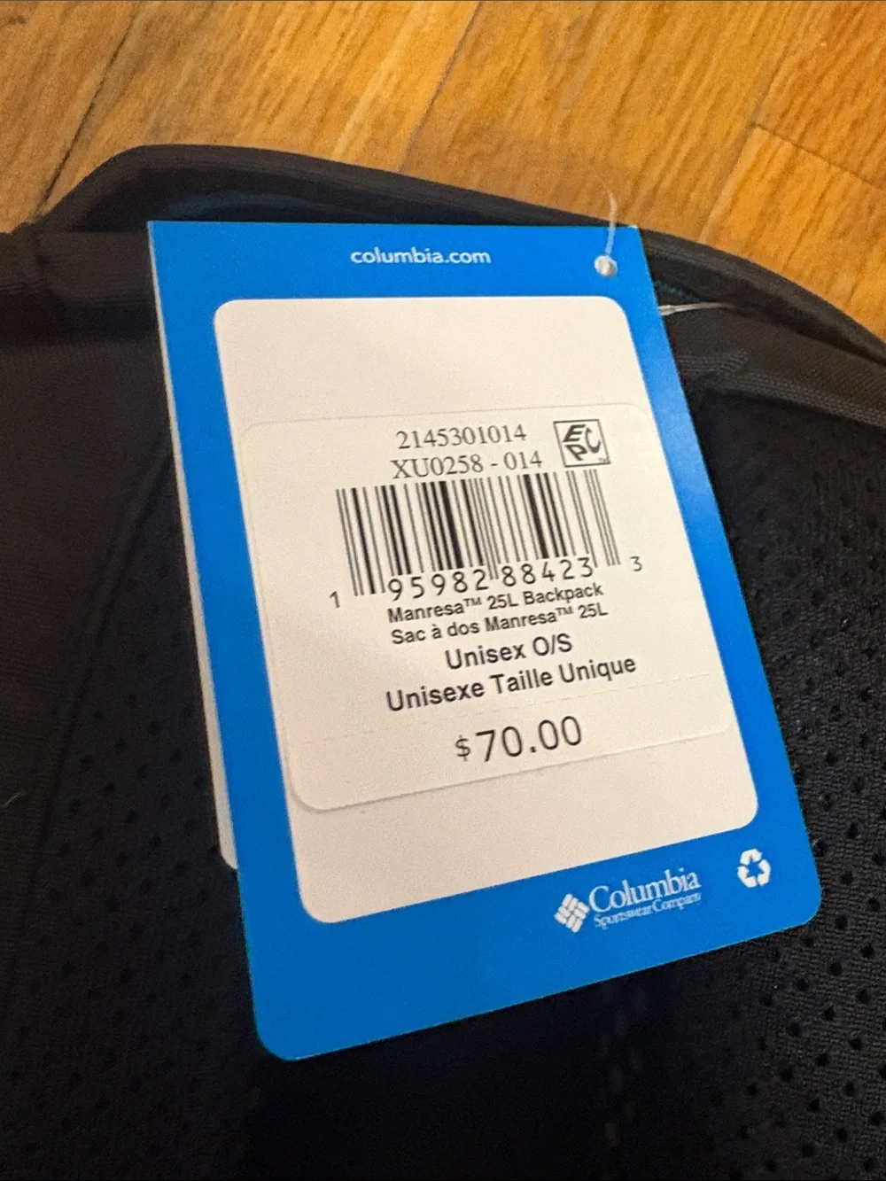 Columbia Black Backpack with Blue and Yellow Accents